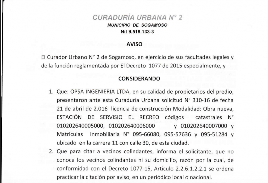 Curaduria Urbana Nº2 Sogamoso