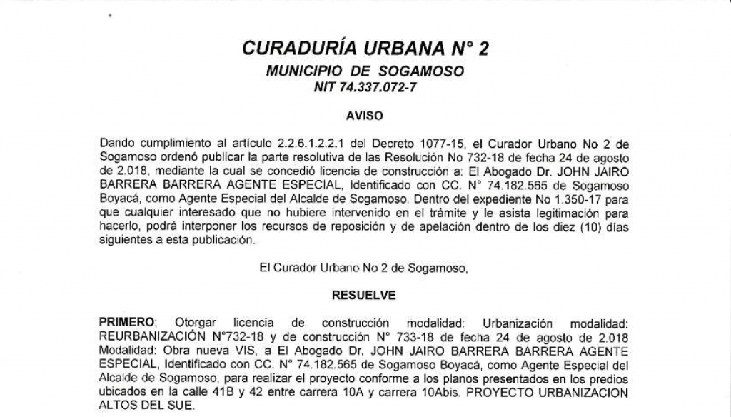 Curaduria Urbana Nº2 Sogamoso