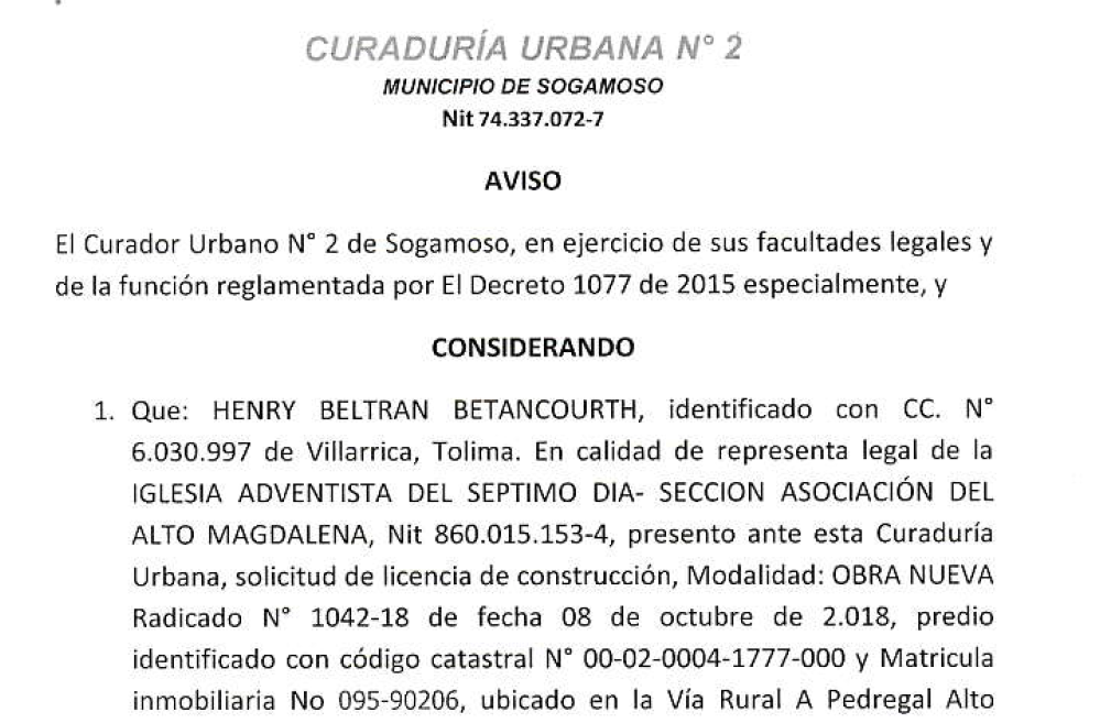 Curaduria Urbana Nº2 Sogamoso